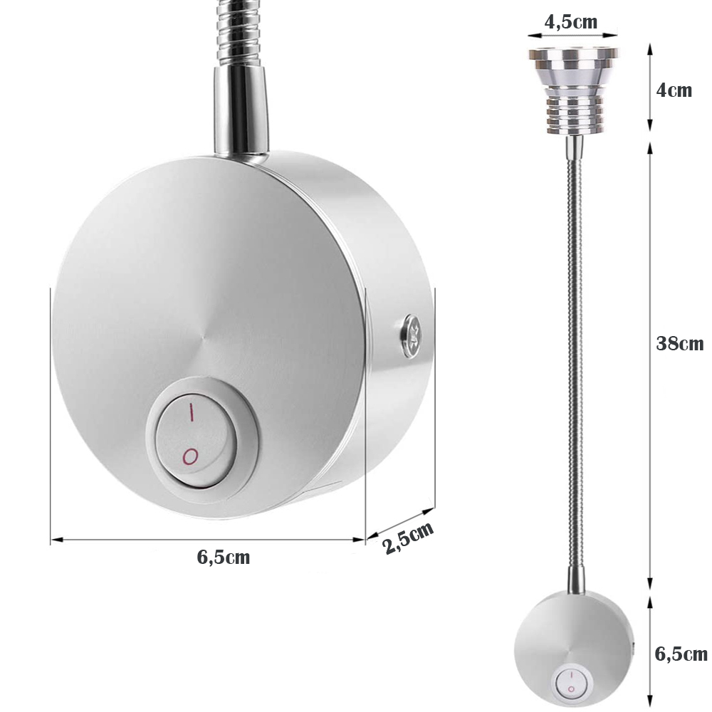 Đèn đọc sách đầu giường Led 3W-220V, Đèn rọi gắn tường 3 bóng siêu sáng soi tranh trang trí phòng ngủ, Phòng khách, Nhà hàng, Khách sạn, Showroom