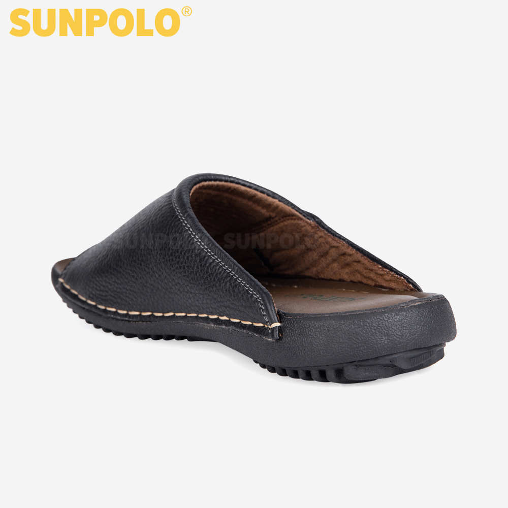 Dép nam quai ngang da bò cao cấp đế cao su SUNPOLO DQN025