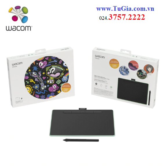 Bảng vẽ cảm ứng Wacom Intuos M with Bluetooth CTL-6100WL black (đen), Pistachio (Xanh), Berry (Tím Hồng) - Hàng chính hãng