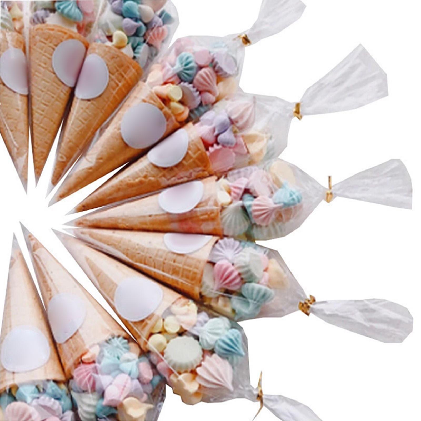 Transparent Cone Treat Bags Candy Gift Bag for Birthday Parties Thanksgiving