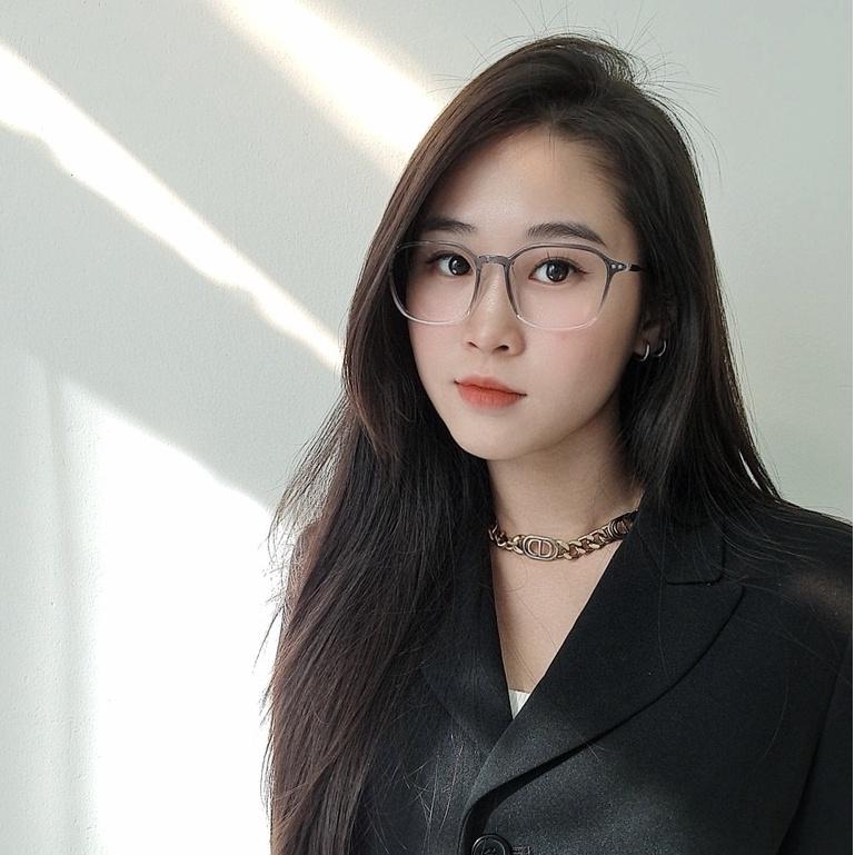 Gọng kính cận nam nữ LILYEYEWEAR mắt vuông càng kim loại thanh mảnh màu sắc thời trang 1968