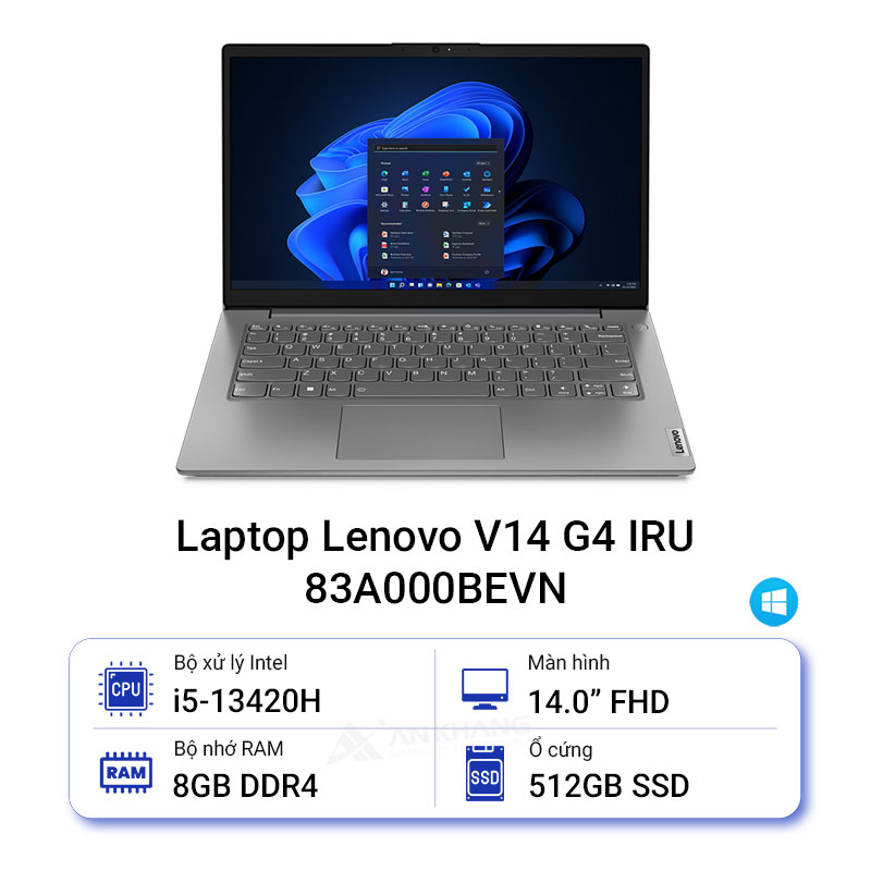 Laptop Lenovo V14 Gen 4 IRU 83A000BEVN i5-13420H | 8GB | 512GB | 14' FHD | Win 11 - HÀNG CHÍNH HÃNG