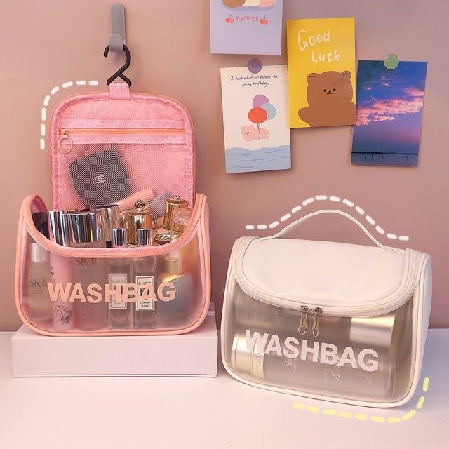 Túi đựng mỹ phẩm trong suốt WASHBAG đồ trang điểm du lịch chống thấm nước