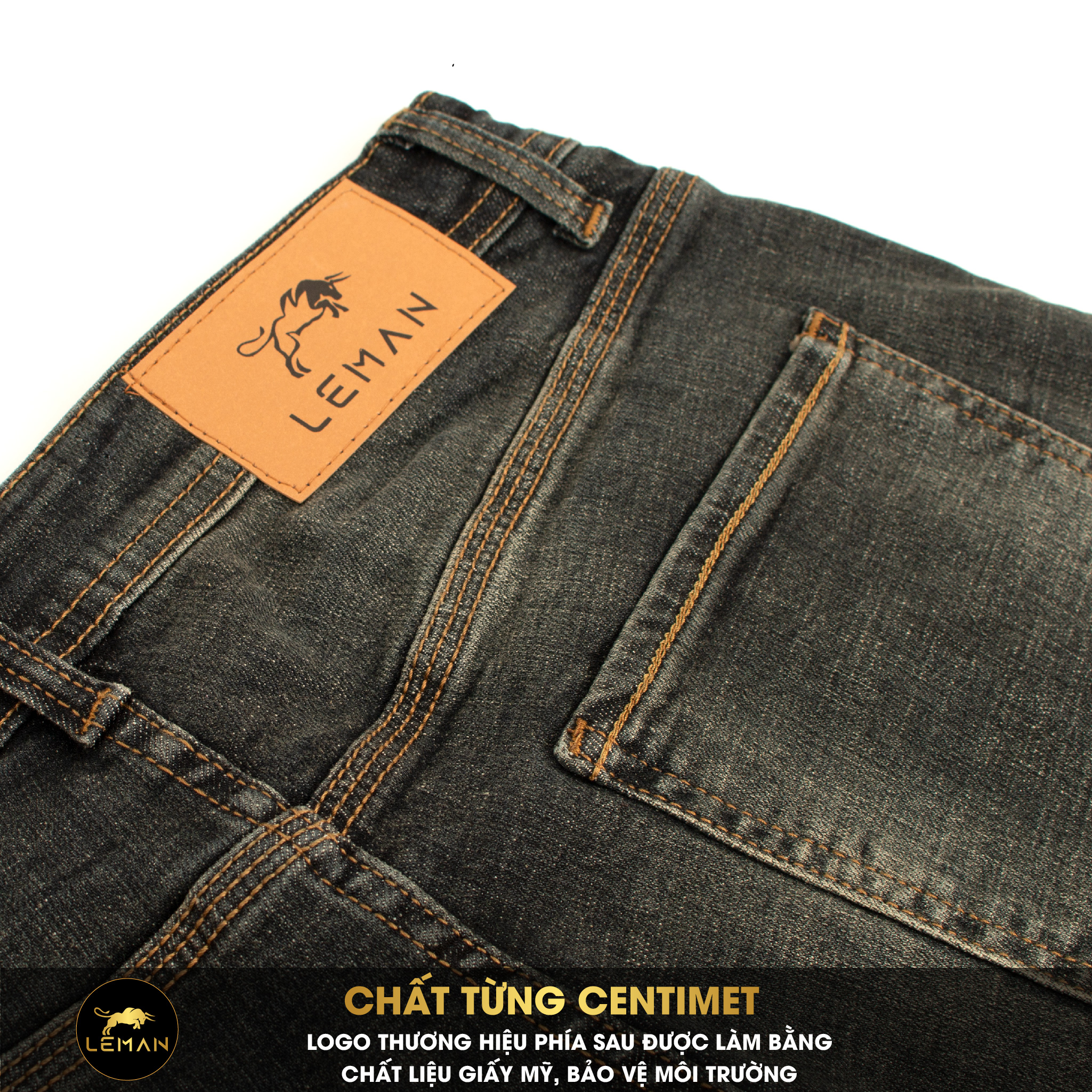 Quần Jean nam Leman xanh wash bụi JD11 - Slim Form