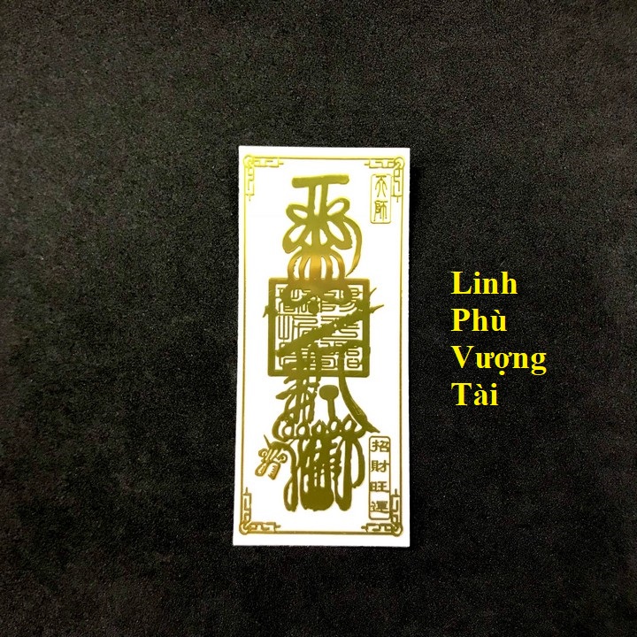 Linh Phù Vượng Tài, Dùng linh phù để dán điện thoại, laptop, xe máy, xe hơi, bàn thờ ông địa hay vị trí làm việc, gối đầu giường, kích thước 4.5x3cm, màu vàng - TMT Collection - SP005352