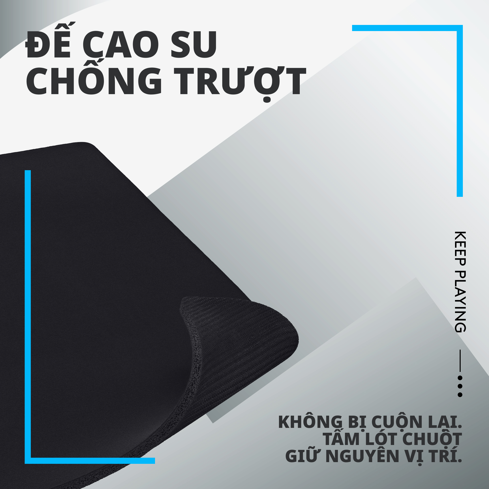 Bàn di chuột game Logitech G740 tấm lót chuột chơi game bằng vải, tối ưu cho chơi game, ma sát, chống trượt kích thước 460 x 400 x 3 mm , cho Mac và PC - Hàng Chính Hãng