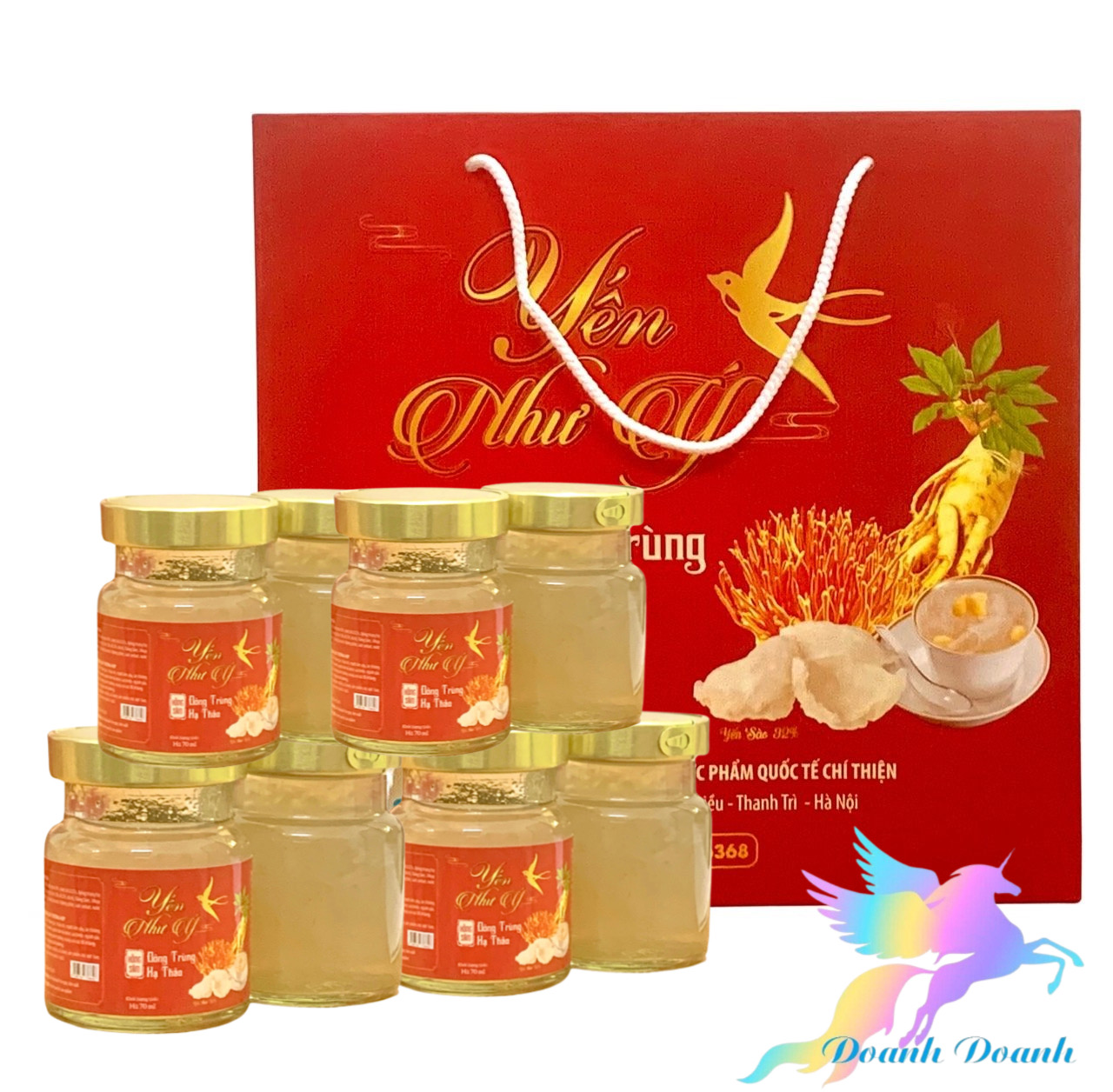 Yến sào Như Ý Hồng sâm - Đông trùng hạ thảo giúp nâng cao sức đề kháng, phục hồi sức khỏe, bổ sung dinh dưỡng, hộp 6 hũ