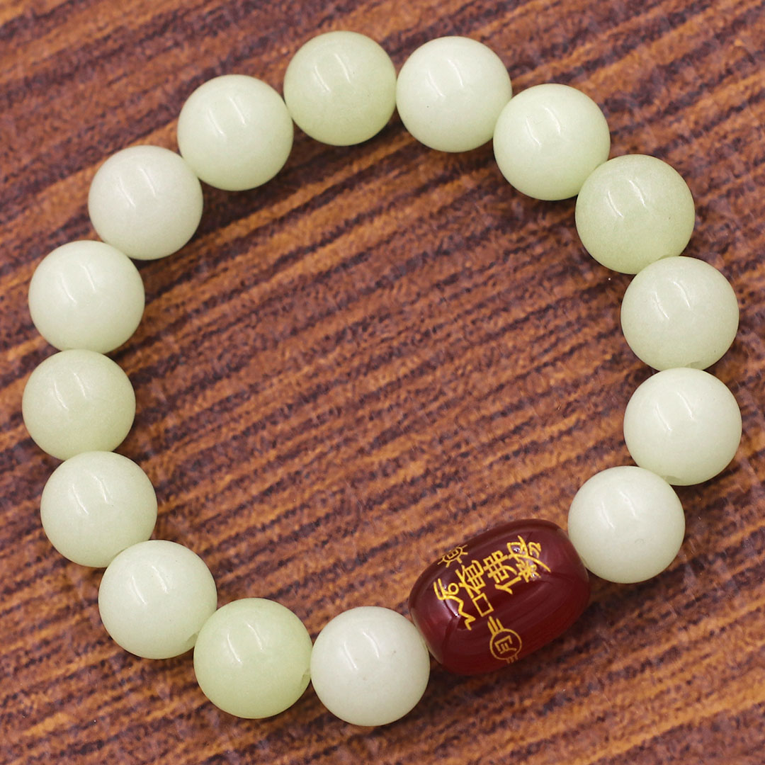 Vòng chuỗi đeo tay đá dạ quang 10 ly charm hạt giải thái tuế phù, vòng chuỗi phong thủy, giải năm hạn thái tuế