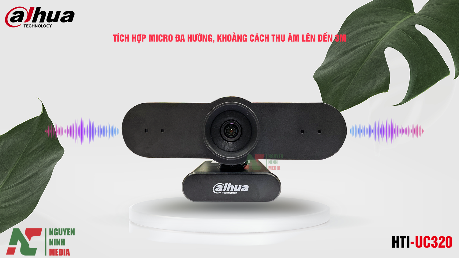 Webcam Dahua HTI-UC320 Full HD 1080P, Tích Hợp Mic - Hàng Chính Hãng