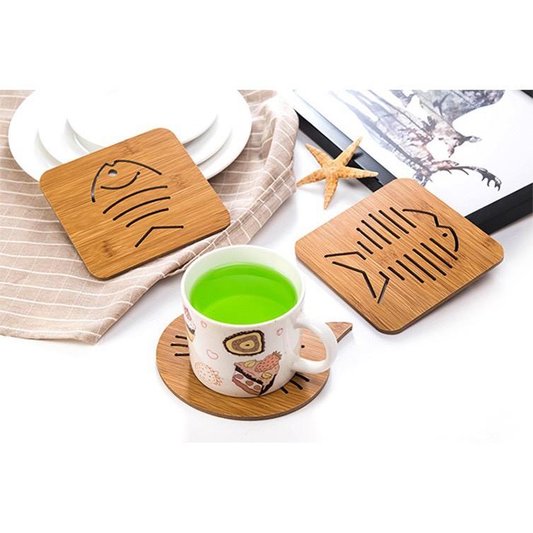 Miếng Lót xoong Nồi Bằng Gỗ Cách Nhiệt chất liệu gỗ tre gọn nhẹ , cứng cáp siêu dễ thương