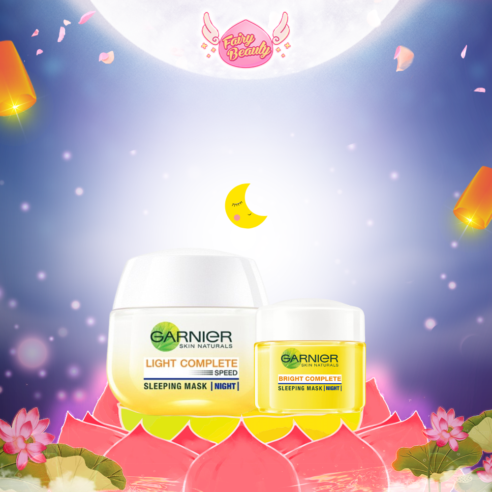 [GARNIER] Dưỡng Ẩm &amp; Mặt Nạ Ngủ Ban Đêm Vitamin C 2 Trong 1, Giúp Trắng Da Mờ Thâm Bright Complete Sleeping Mask 50/18ml