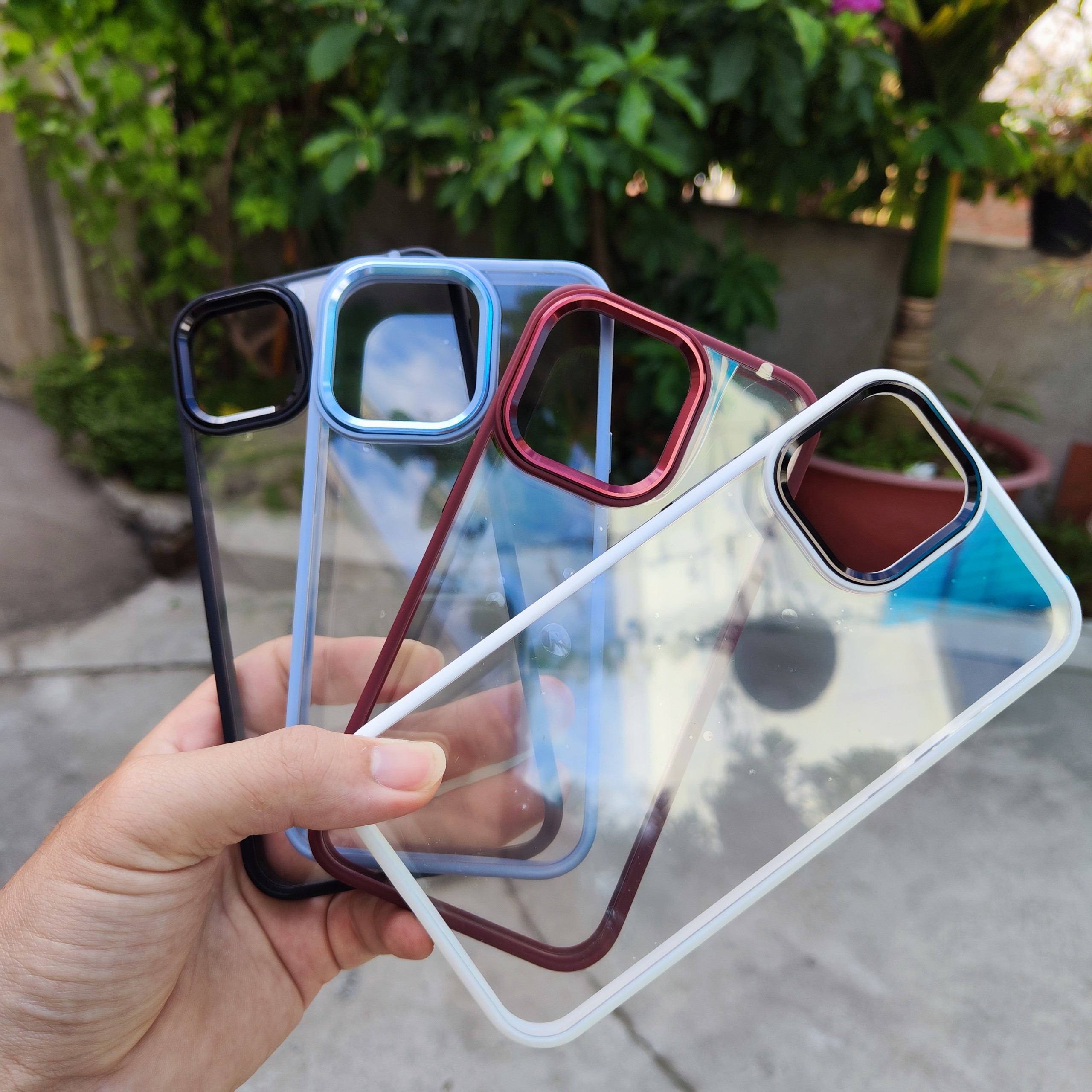 Ốp Lưng Trong Suốt cho IPHONE 12/ 12 Pro/ 12 Pro Max, Iphone 11/ 11 Pro/ 11 Pro Max Viền Camera KIM LOẠI, LƯNG CỨNG TRONG SUỐT KHÔNG Ố VÀNG Bảo Vệ Camera.