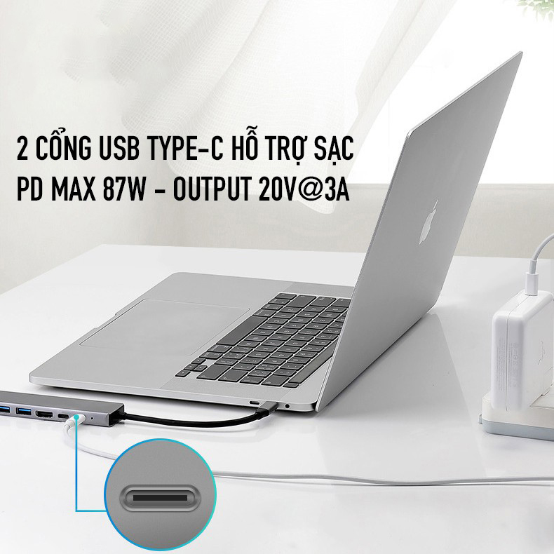 Hub type C USB 8 in 1 đa năng cổng chuyển đổi chia cổng USB 3.0 tốc độ 500Mb/s SD, TF, 4K,HDMI nhỏ gọn tiện lợi - K1324