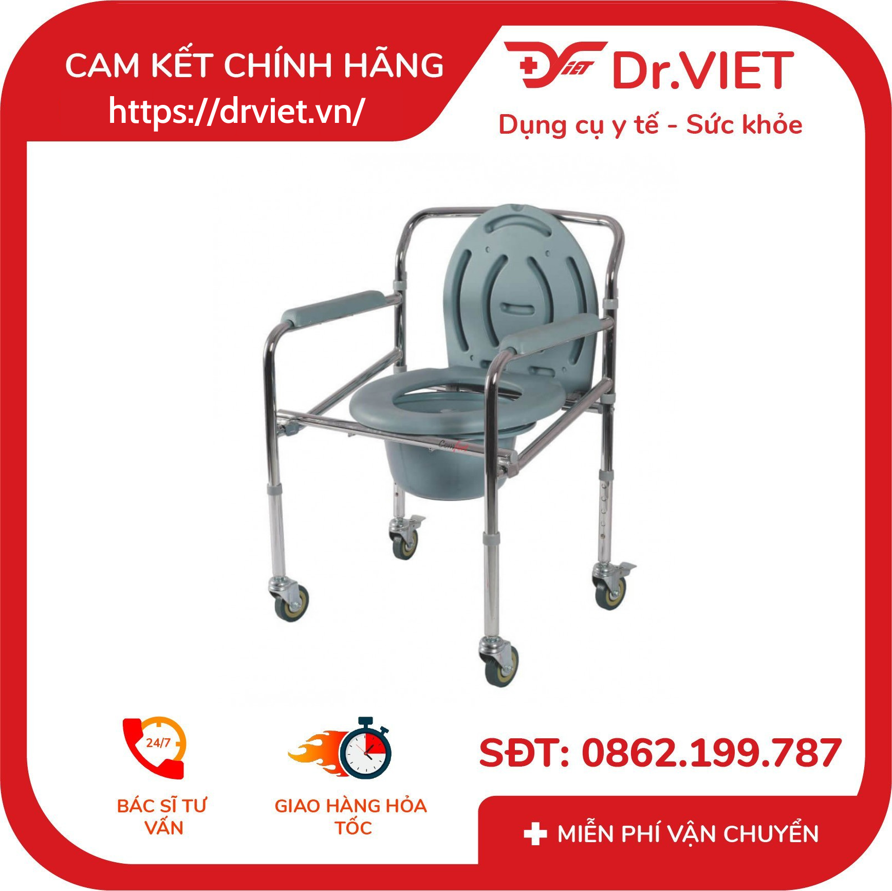 Ghế bô vệ sinh Lucass G-696 - Phù hợp cho người già, người di chuyển kém,dễ dàng gấp gọn,hợp kim bền, chắc
