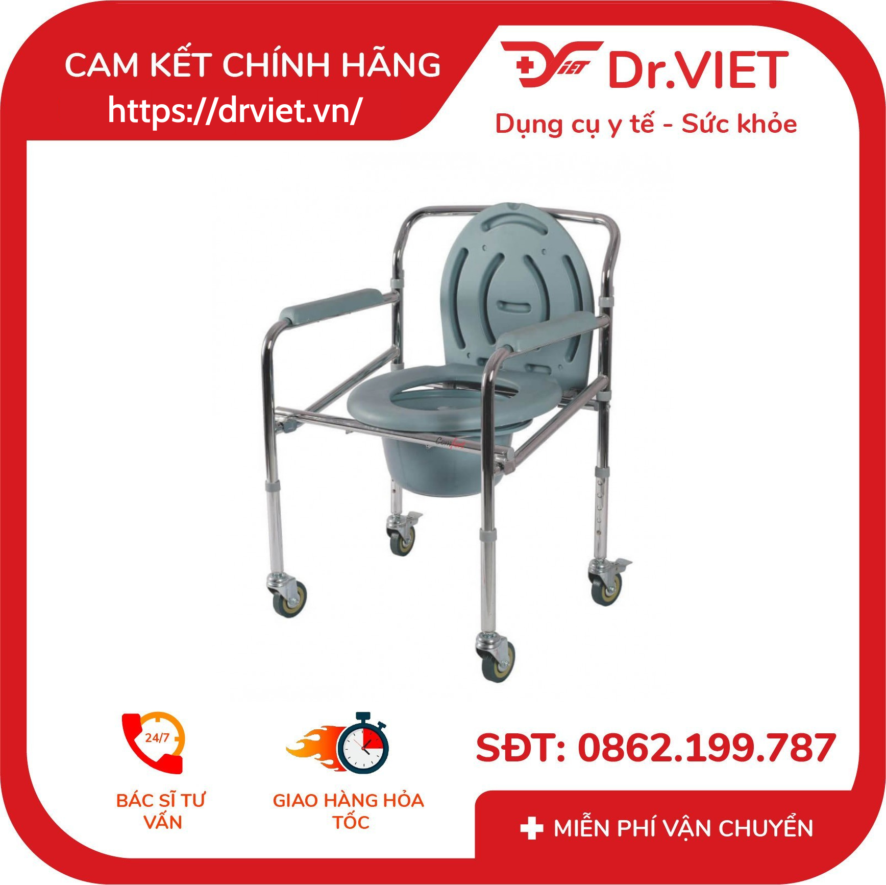 Ghế bô vệ sinh Lucass G-696 [Chính hãng]- Phù hợp cho người già, người di chuyển kém,dễ dàng gấp gọn,hợp kim bền, chắc