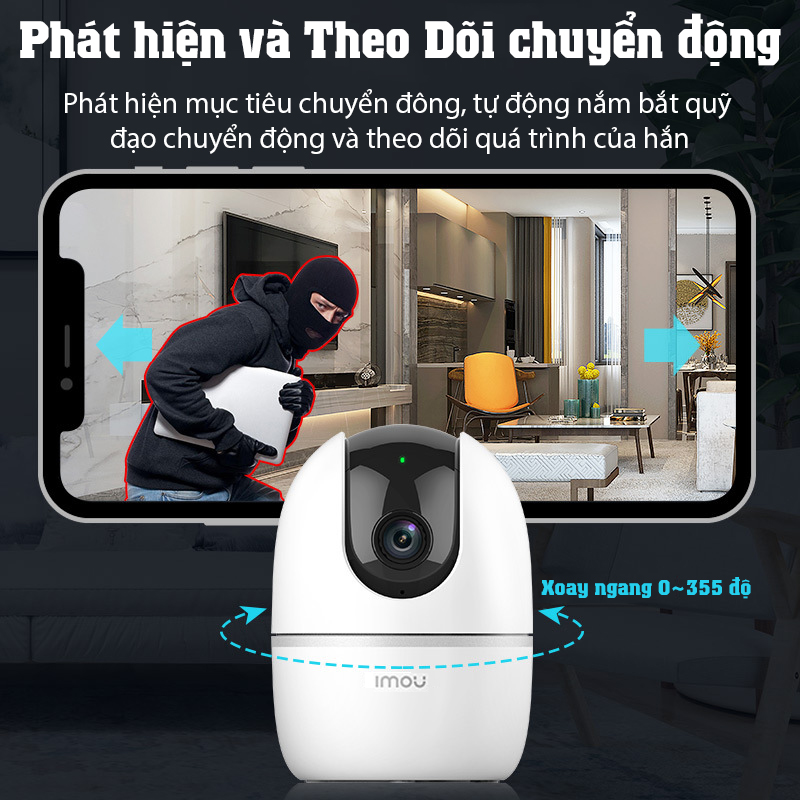 Camera wifi gia đình IMOU Ranger 2 A42P 4MP chính hãng xoay 360 độ , đàm thoại hai chiều , nhận thông báo khi phát hiện chuyển động và tiếng động lạ - Hàng C