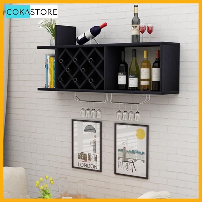 Kệ Rượu Trang Trí Treo Tường Sang Trọng - Kèm 02 Giá Ly Inox - SIB DECOR