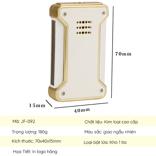 Bật Lửa Hộp Qụet Khò 1 Tia Cực Mạnh JF-092 Đẹp Độc Lạ - Dùng Gas Cao Cấp ( Giao màu ngẫu nhiên )