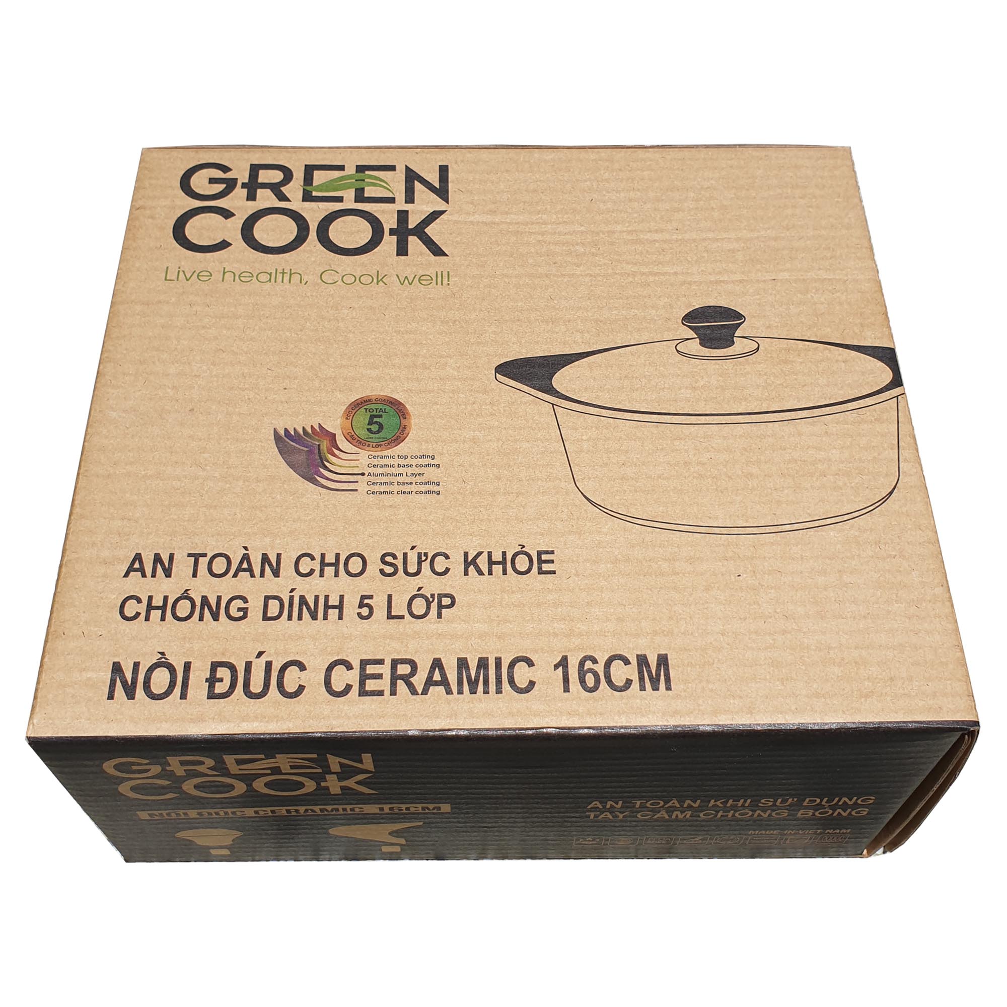 Nồi đúc ceramic vân đá 16 cm Green Cook GCS02-16 công nghệ Hàn Quốc - Hàng chính hãng