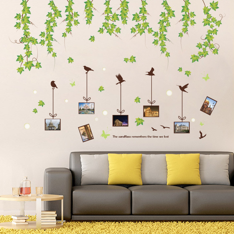 Decal dán tường Mẫu Khung tranh và xe đạp ,có sẵn keo chỉ cần bóc dán