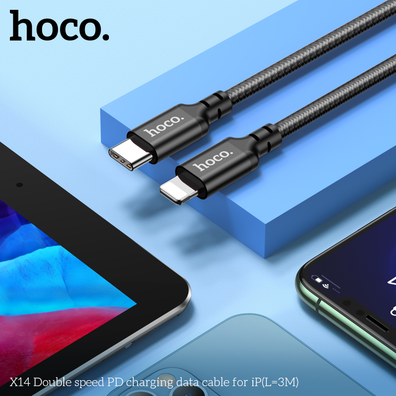 Cáp sạc chính hãng Hoco X14 dài 2m dây siêu bền chất lượng cao cho điện thoại iphone / samsung - hàng chính hãng