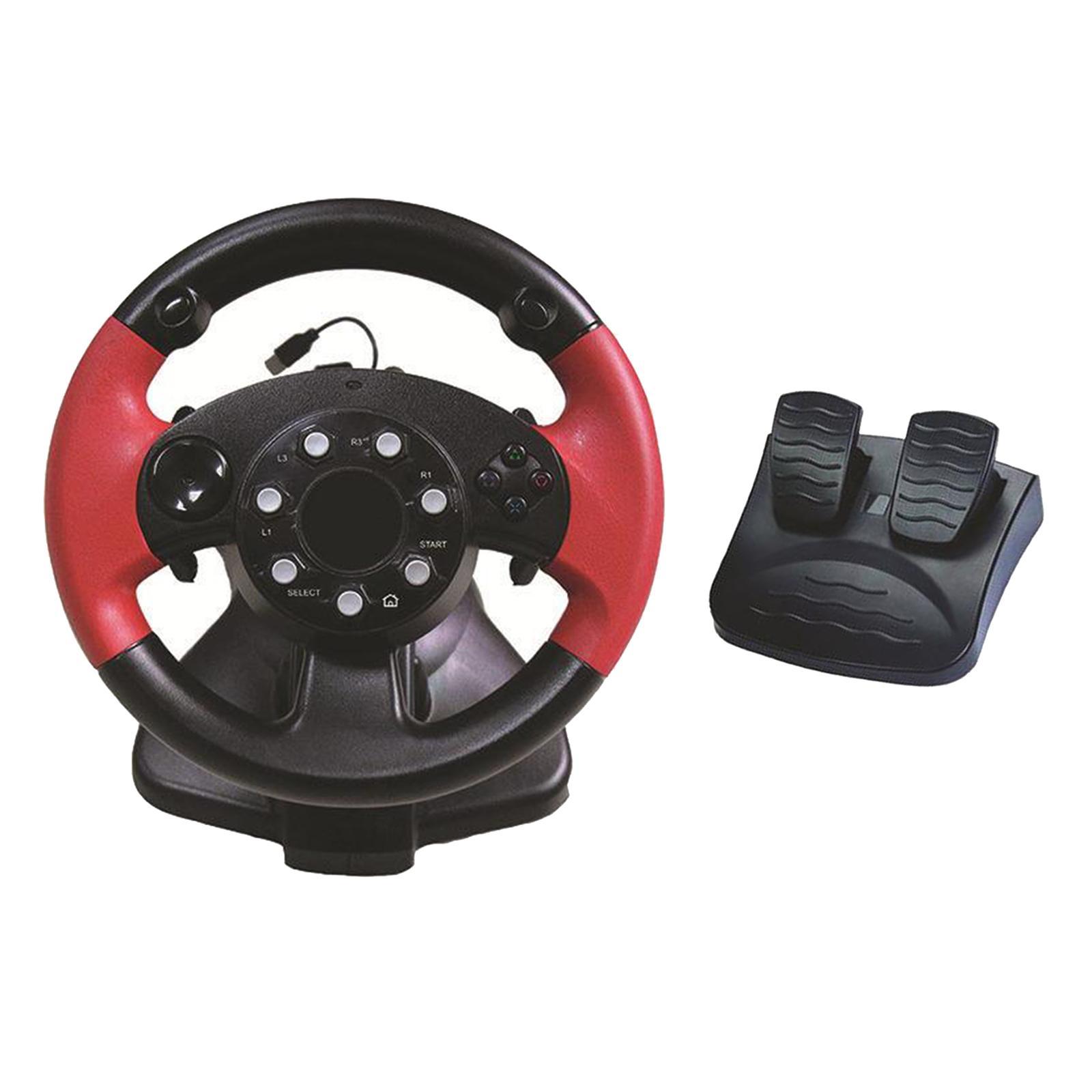 Gaming Racing Simulator Vibration PC Steering Wheel & Pedal For PS3/