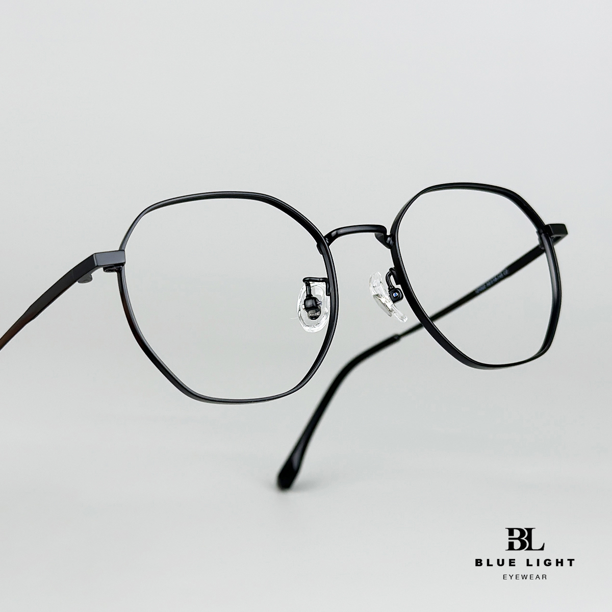 Gọng Kính Cận Giả Cận Nam Nữ Cao Cấp Titanium BLUE LIGHT, Mắt Lục Giác Nhỏ Dày Dặn, Nhẹ, Vàng Hồng Dẻo Bạc, Đen