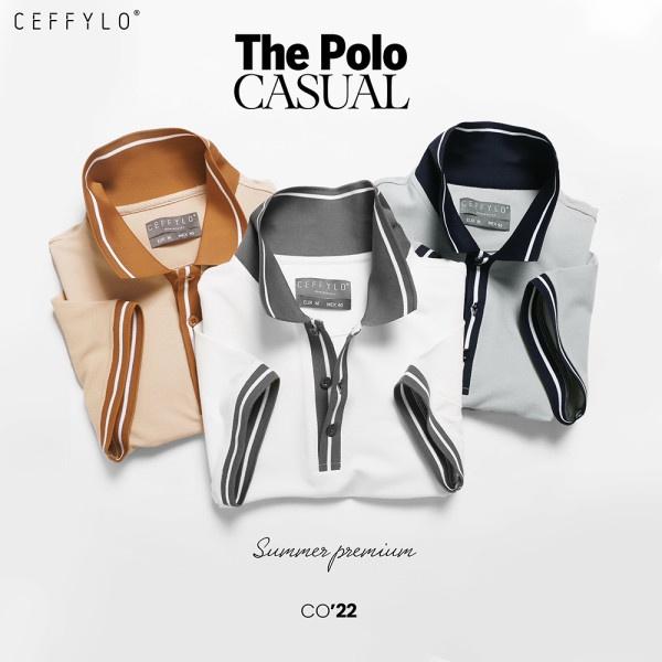 Áo Polo Nam Phối Nẹp CF Chất Liệu Cotton Co Giãn Nhẹ