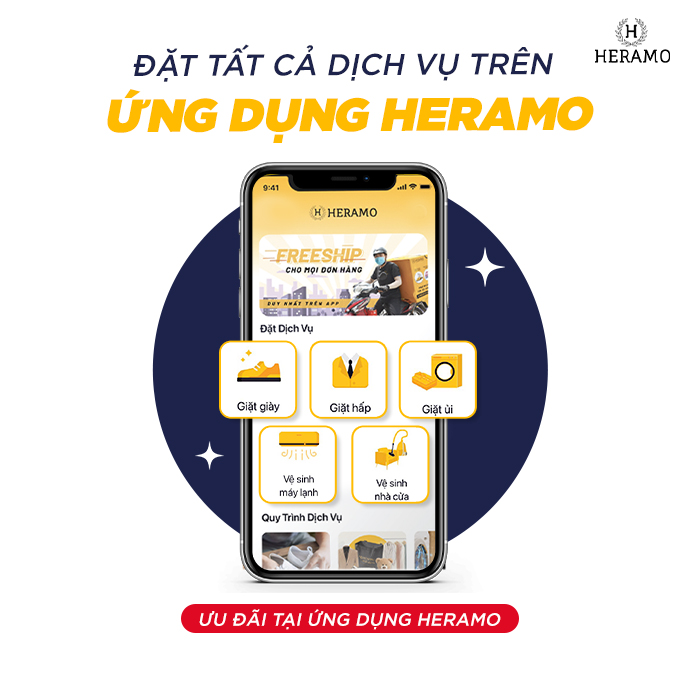 HCM [E-voucher] Gói 1 lần Giặt Sấy Áo Quần - giao nhận tận nơi tại ứng dụng HERAMO