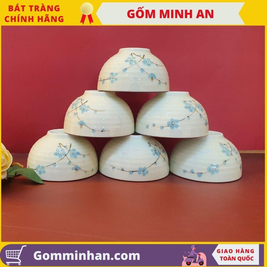 Bát cơm sứ men kem Gốm Sứ Bát Tràng vẽ hoa văn- Gốm Minh An- Bát ăn cơm chất lượng