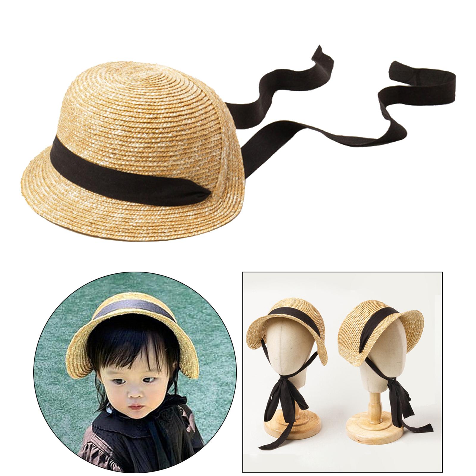 Kids Girls Straw Hat Beach Sun Protection Cap for Children Outdoor Activity