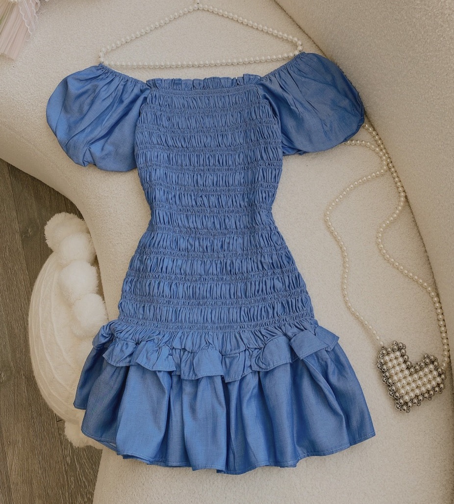 ĐẦM ỐNG NGẮN ÔM BODY TRỄ VAI CỔ U HẠ EO NHÚN THUN VÁY XẾP LY XÒE TRƠN ĐI TIỆC ĐI BIỂN ĐI CHƠI DẠO PHỐ