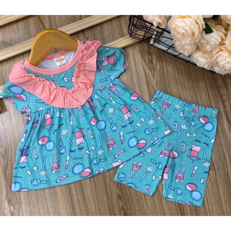 Bộ bánh bèo thun cotton cho bé gái bộ ngố lững babydoll cho bé gymkids pikakids