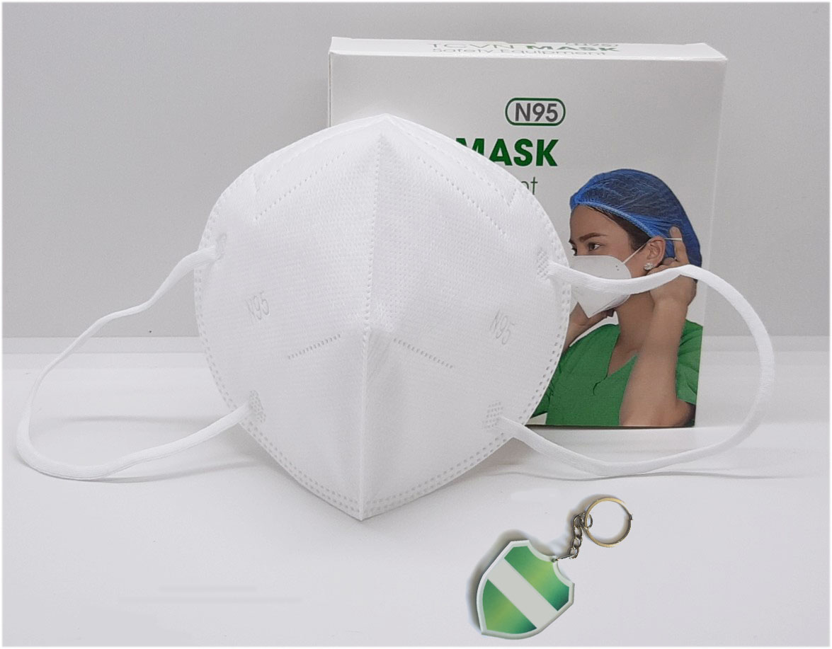 3 cái Khẩu trang N95 Pro Mask kháng khuẩn, chống bụi siêu mịn pm2.5 ,  vải không dệt, màu trắng , tặng 1 móc treo khóa mica