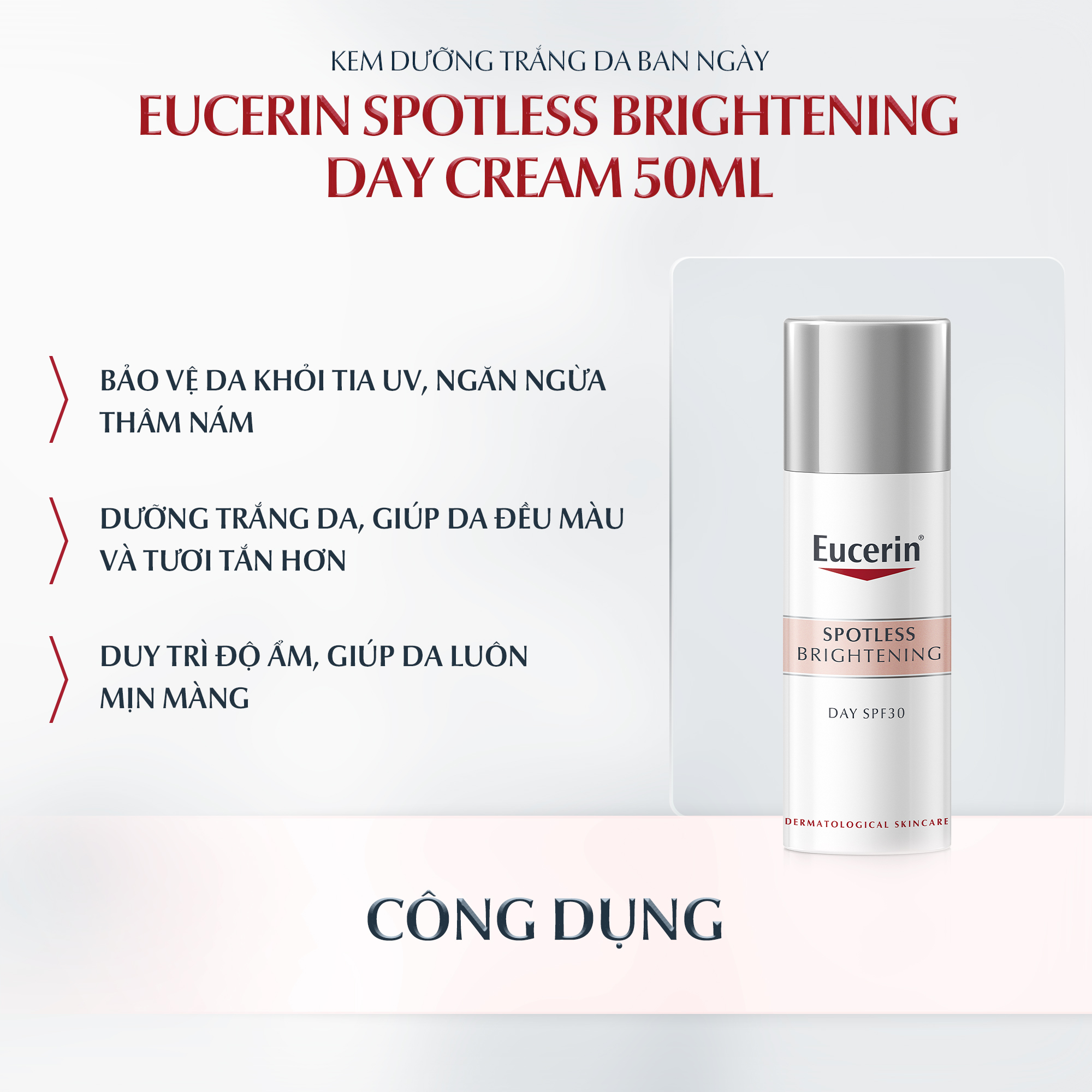 Kem dưỡng ngày giảm thâm nám &amp; sáng da Eucerin Spotless Brightening SPF30 50ml