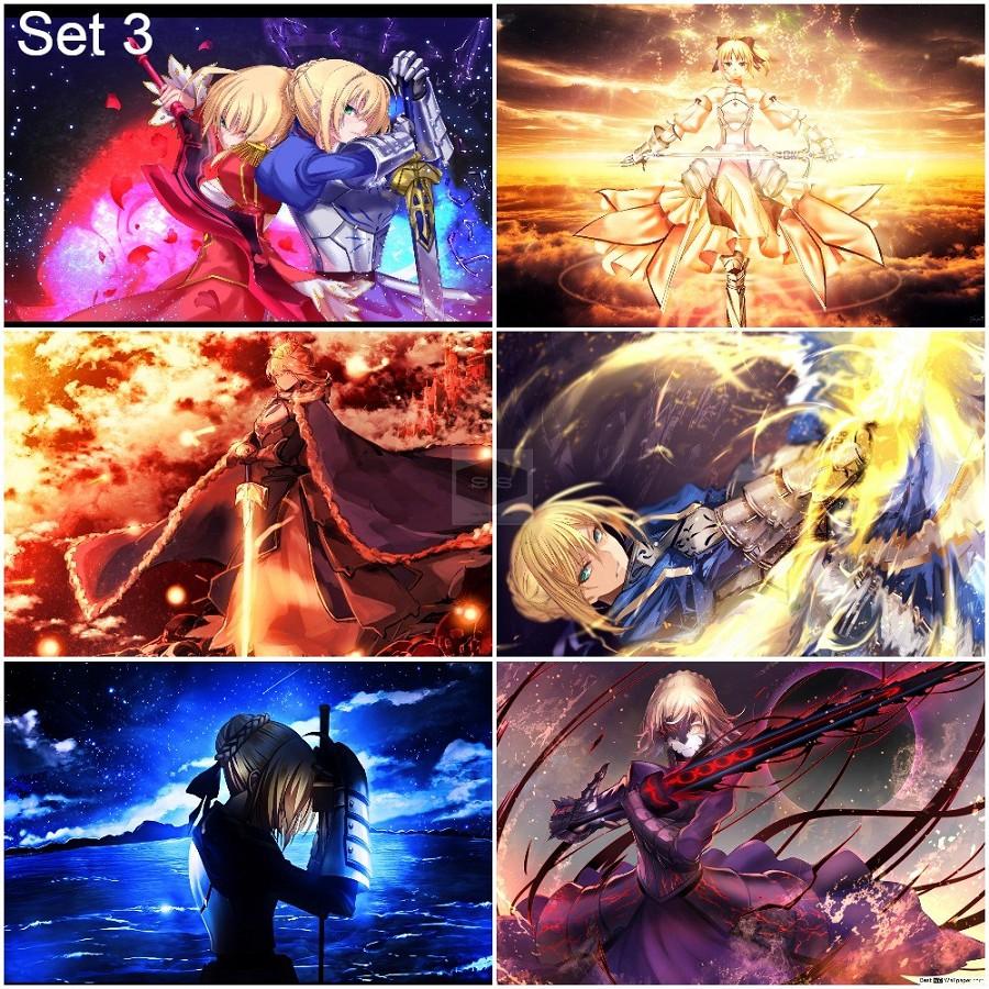 Bộ 6 Áp phích - Poster Anime Fate - Cuộc Chiến Giành Chén Thánh (bóc dán) - A3,A4,A5