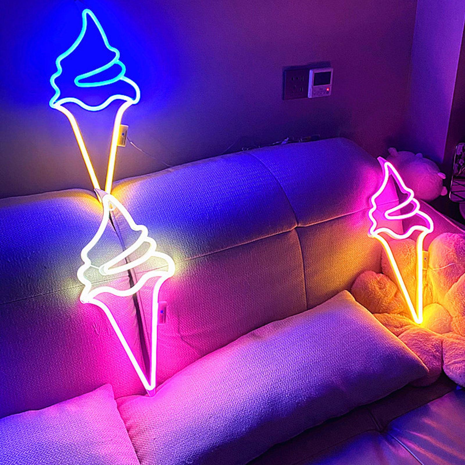 Ice Cream Neon Sign Lights 8 Light Modes Wall Hanging Decor Outdoor
