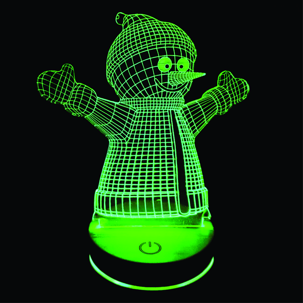 Đèn 3D led hình người tuyết, Đèn trang trí thay đổi 16 màu