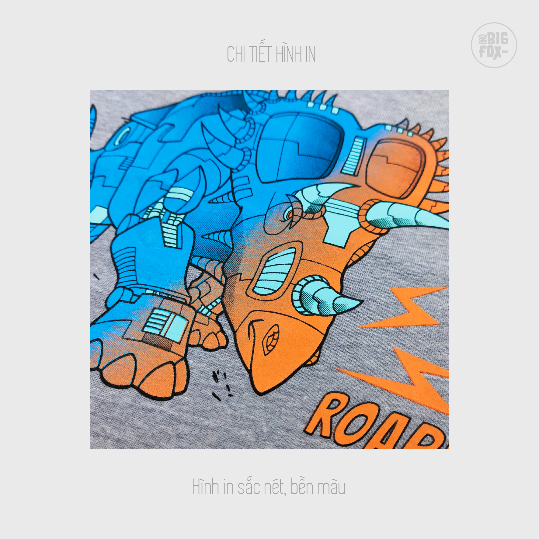 Áo Thun Bé Trai Size Đại Bigfox, Áo Phông Trẻ Em Mùa Hè Hình In Khủng Long Roar, Chất Cotton Mềm Mịn 3-11 Tuổi