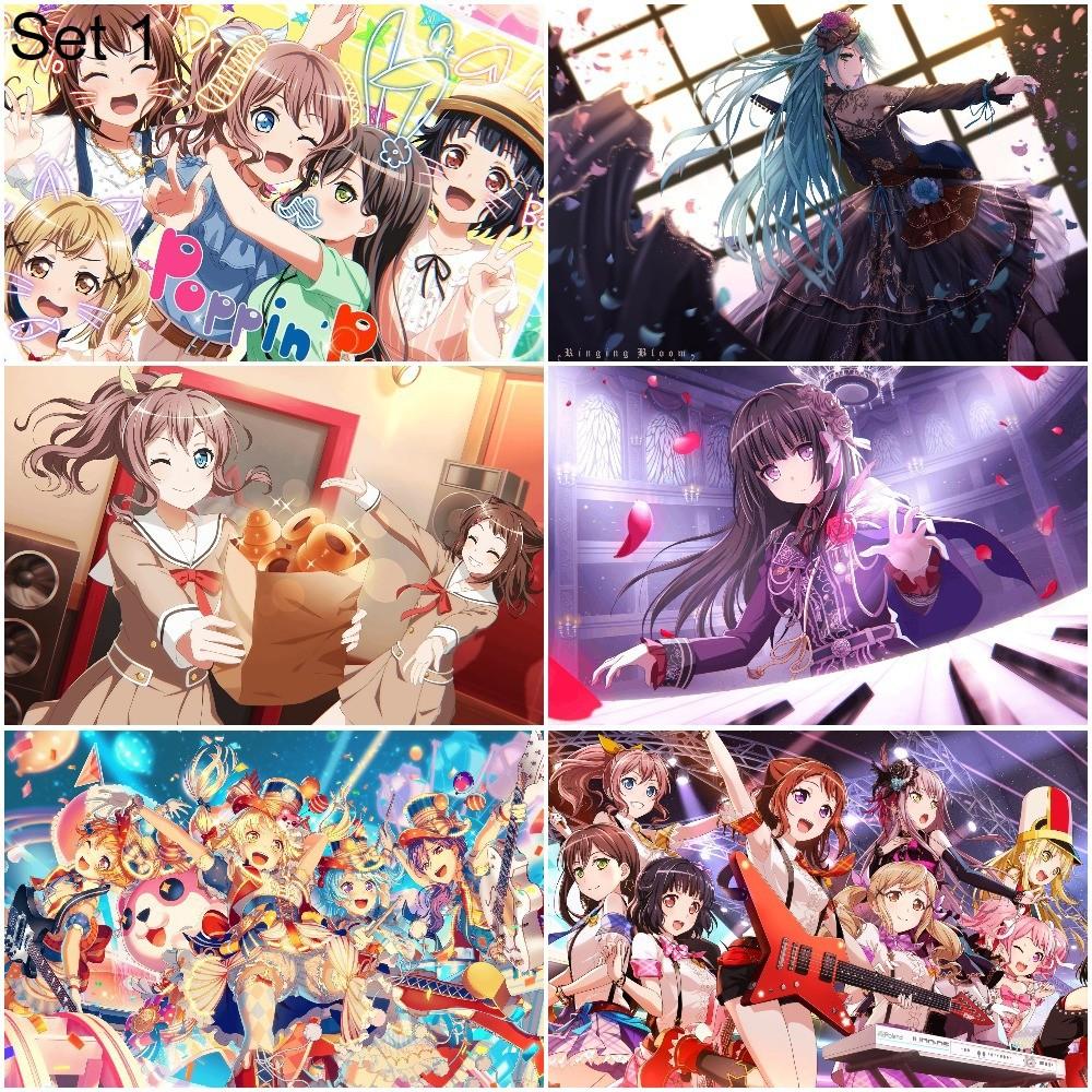 Bộ 6 Poster BanG Dream! Bandori (1) (bóc dán) - A3,A4,A5