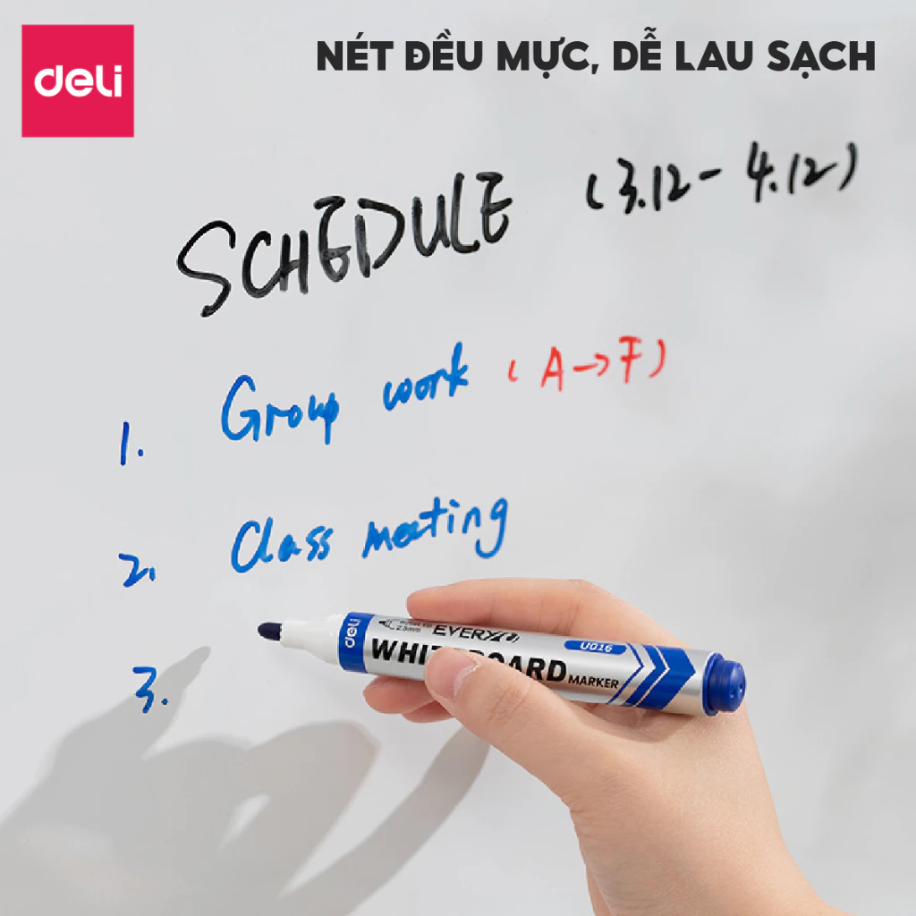 [BÁN LẺ] Bút viết bảng Deli U016 - Nét 2-2.5mm, mực xóa được - Ngòi bút chắc chắn