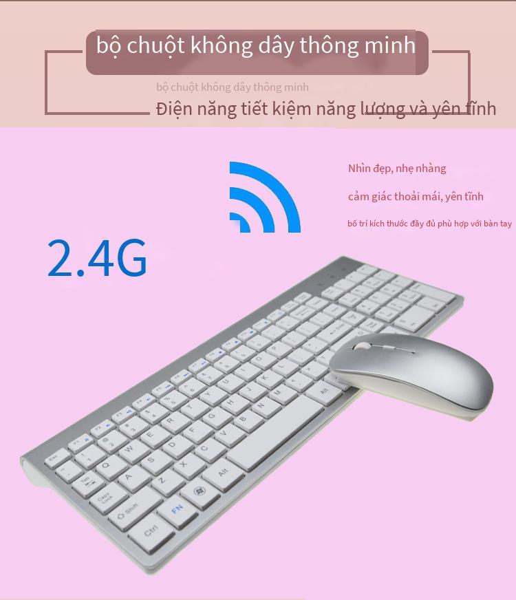 Bàn phím không dây 2.4G phong cách mới nhất tắt tiếng bên ngoài bộ thu USB chuột đặt máy tính để bàn máy tính xách tay văn phòng đánh máy