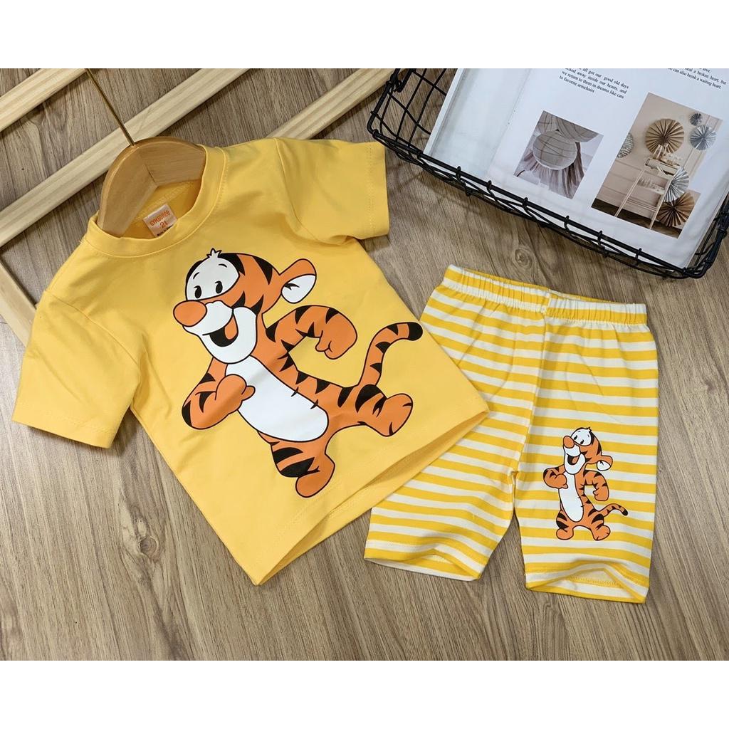 SALE HOT Bộ ngố cotton màu in hình siêu đẹp cho bé gái 9 đến 24kg - Bộ quần áo trẻ em