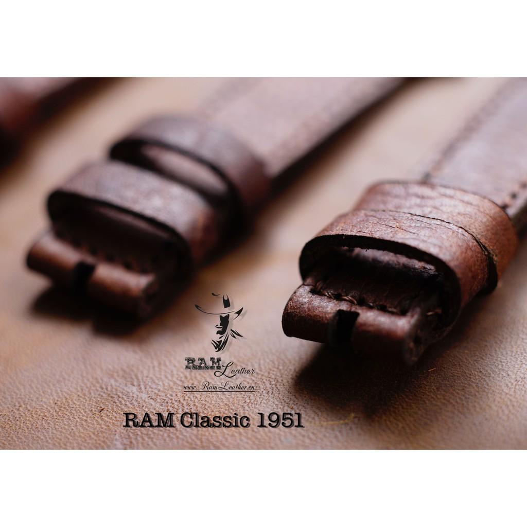 TẶNG BỘ 3 PHỤ KIỆN - DÂY ĐỒNG HỒ DA BÒ NÂU MẬN - RAM CLASSIC 1951