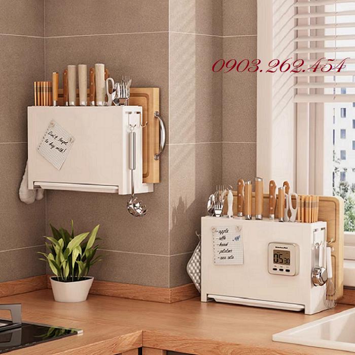 Kệ để dao thớt, đũa thìa cao cấp, chất liệu thép cacbon sơn phủ tĩnh điện kháng khuẩn, bền đẹp, giá cắm dao thớt đa năng