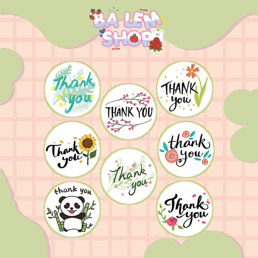 Set tem dán Thank you hình gấu trúc nhiều họa tiết