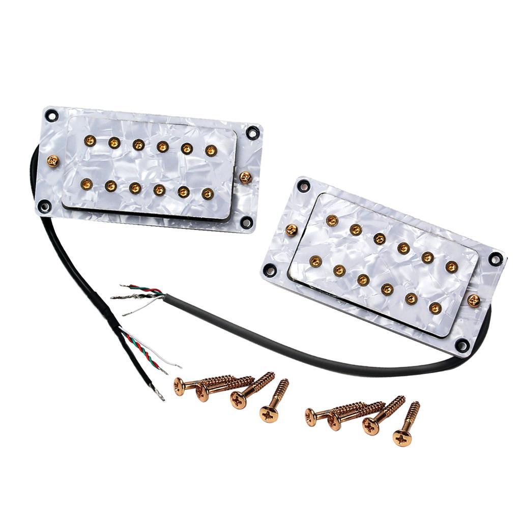 Height Adjustable Double Coil Neck Bridge Pickup for Electric Guitar White