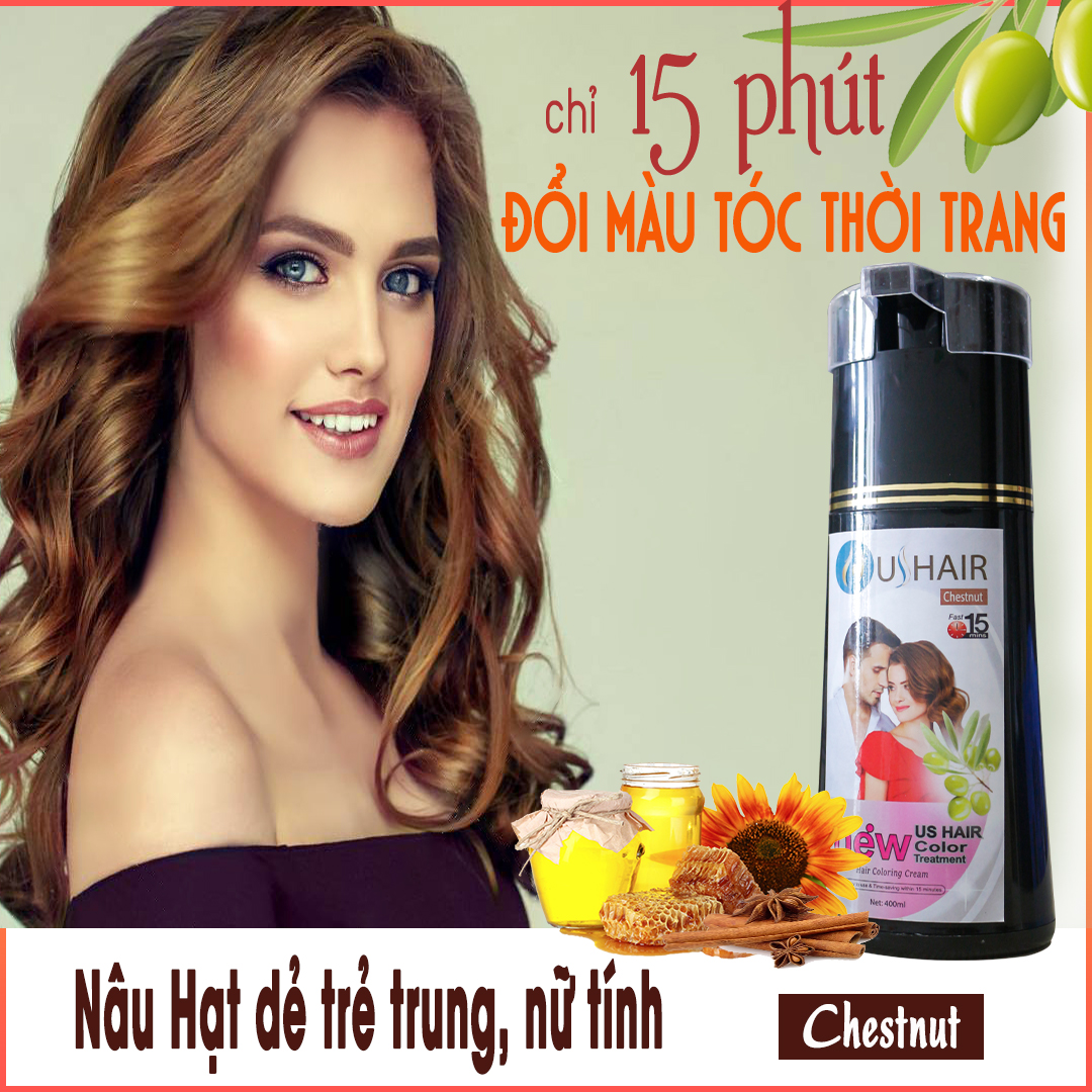 Combo 3 chai Dầu gội nhuộm tóc thảo dược US Hair