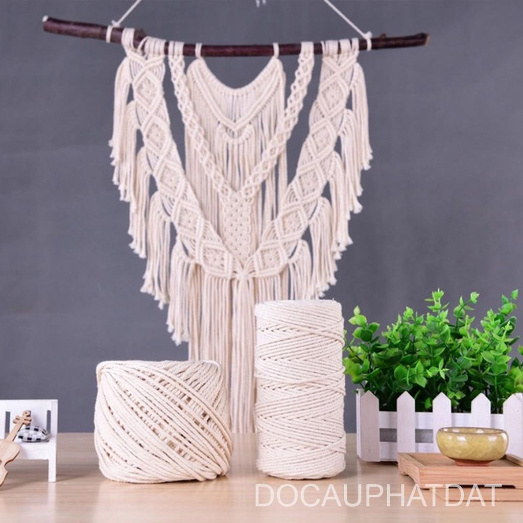 Dây thừng se macrame cotton màu ngà, màu kem đường kính 2mm, 3mm, 5mm, 7mm, 10mm