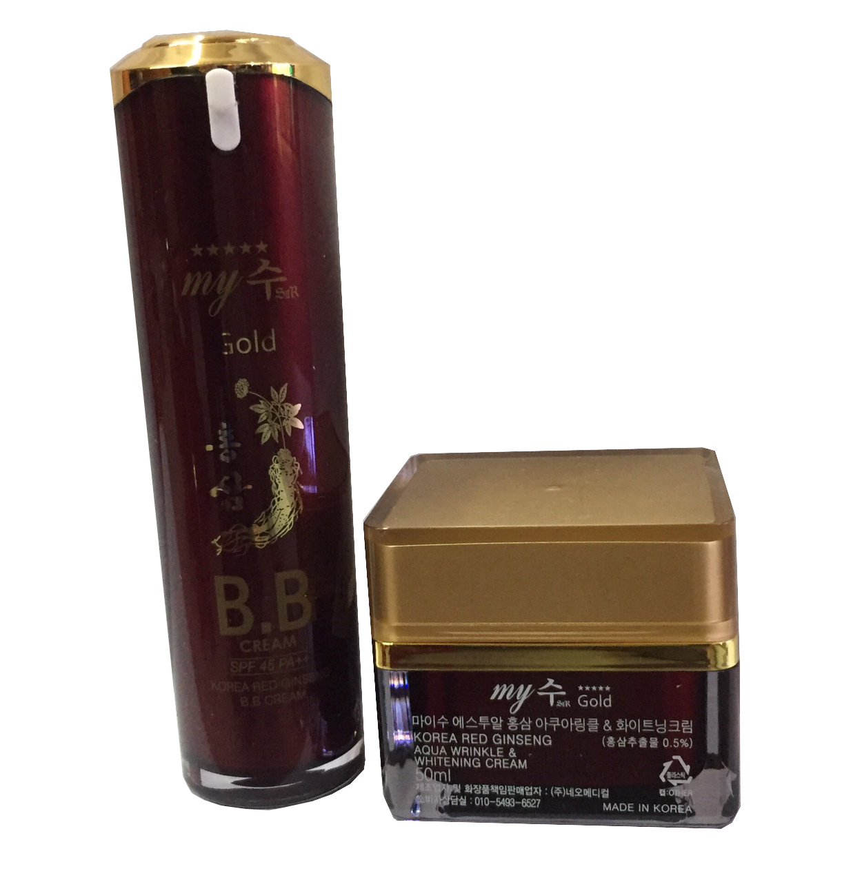 Combo Kem Nền BB Sâm Đỏ My Gold-My SU S II R Red Ginseng B.B Cream (40ml) và Kem Hồng Sâm Dưỡng Trắng Da Ngày Và Đêm My Gold (50ml)